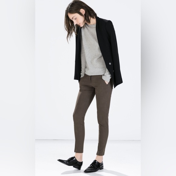 Zara Women Elastic Pull On Side Zipper Pixie Skinny Ankle Length Pant Size Small - Picture 1 of 8